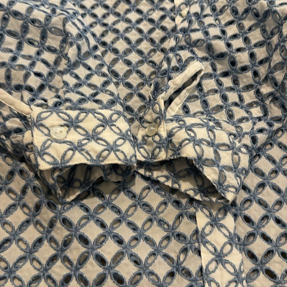 SAMUEL DONG Eyelet Cut Out Shirt Size Medium - Picture 6 of 12